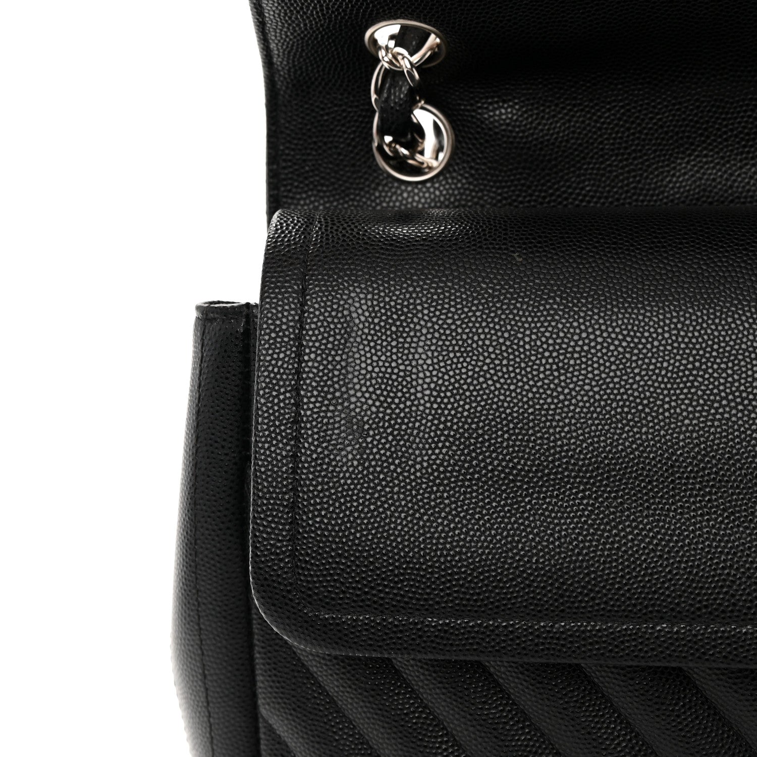 Chanel Caviar Chevron Quilted Jumbo Double Flap Black 11 of 16