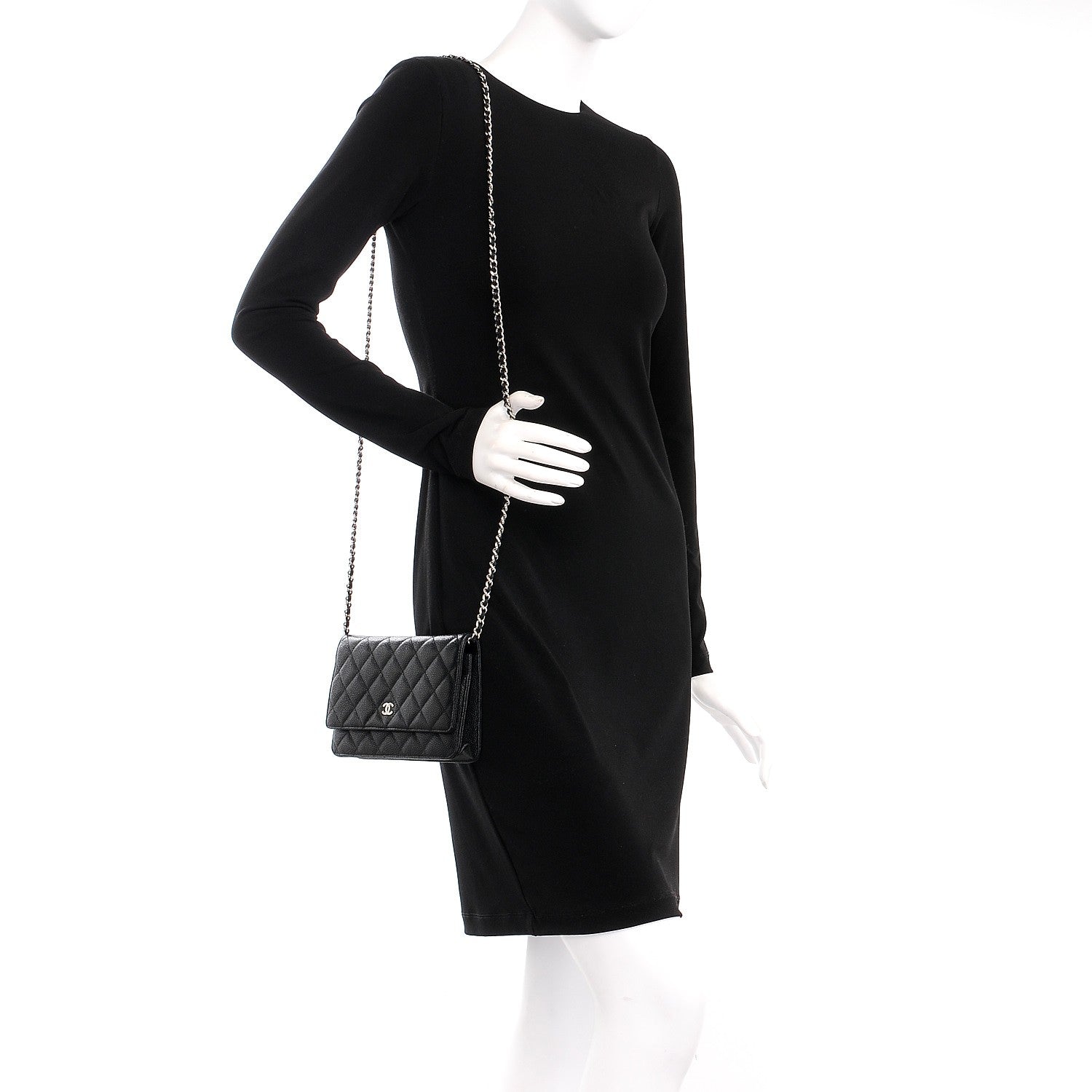 Chanel Caviar Quilted Wallet On Chain WOC Black 2 of 9