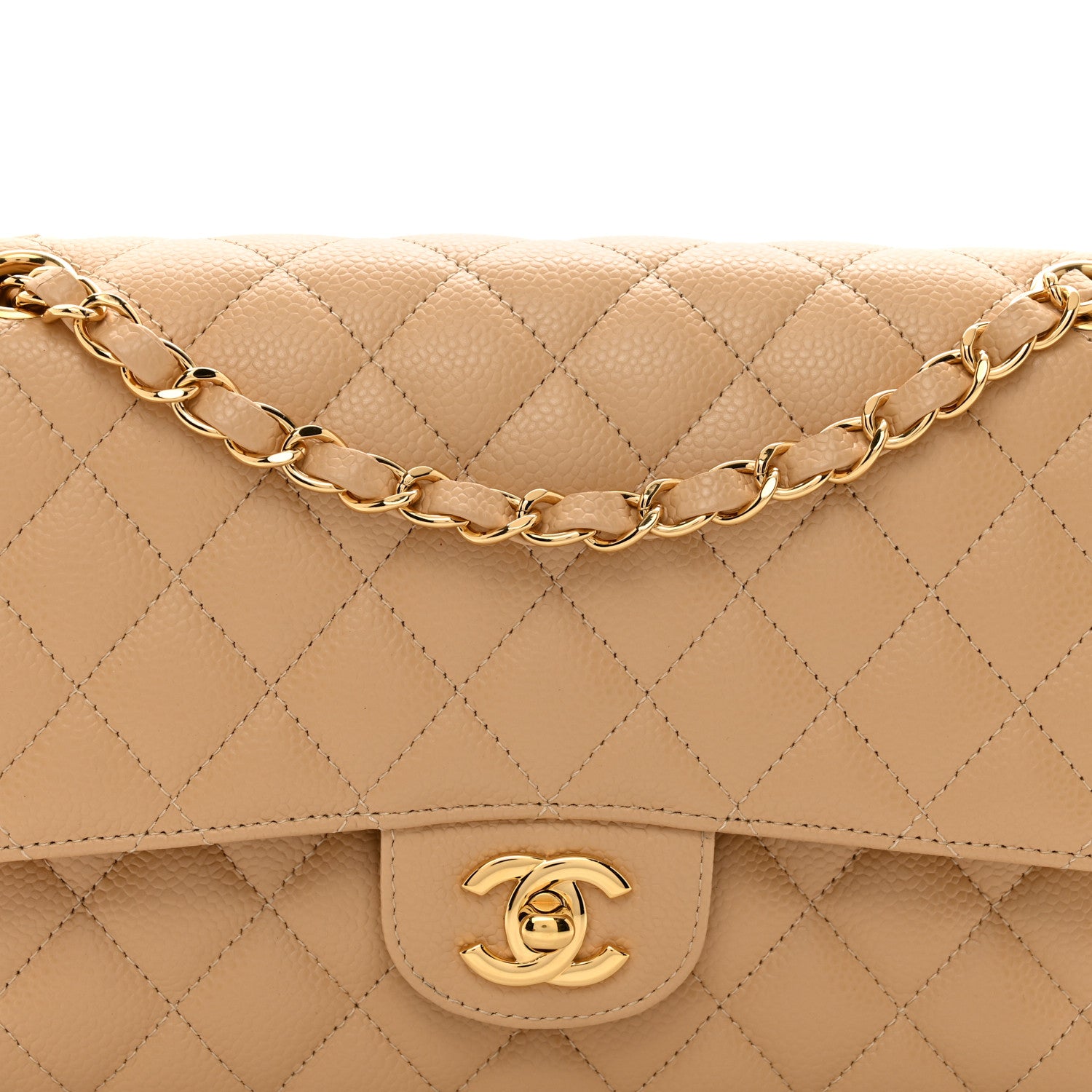 Chanel Caviar Quilted Medium Double Flap Beige 5 of 12
