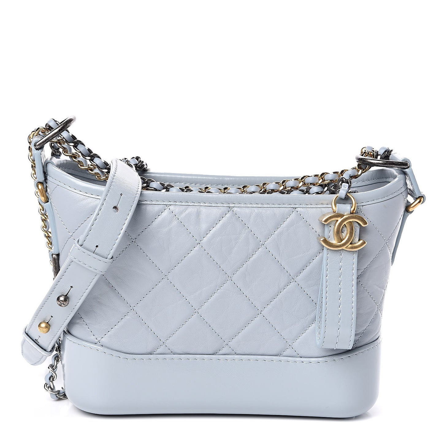 Aged Calfskin Quilted Small Gabrielle Hobo Light Blue