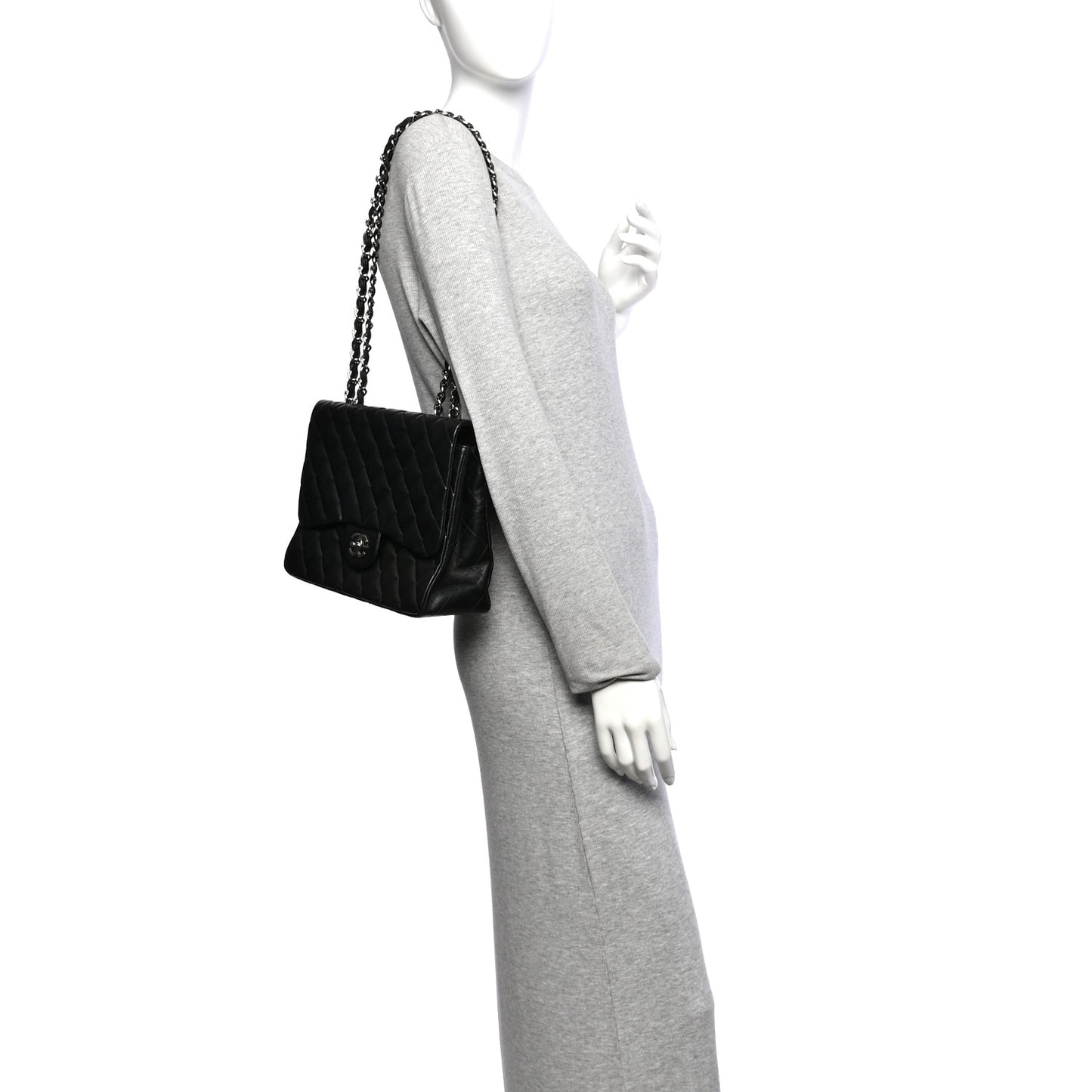 Lambskin Quilted Jumbo Single Flap Black