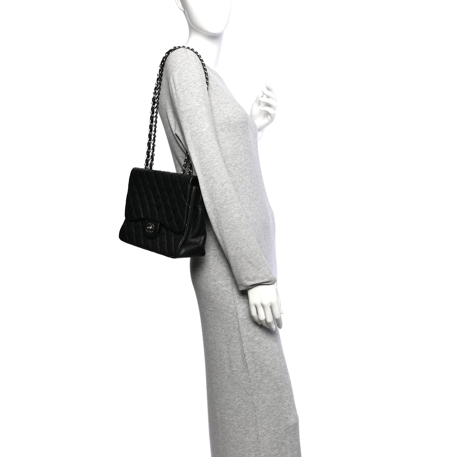Chanel Lambskin Quilted Jumbo Single Flap Black 2 of 13