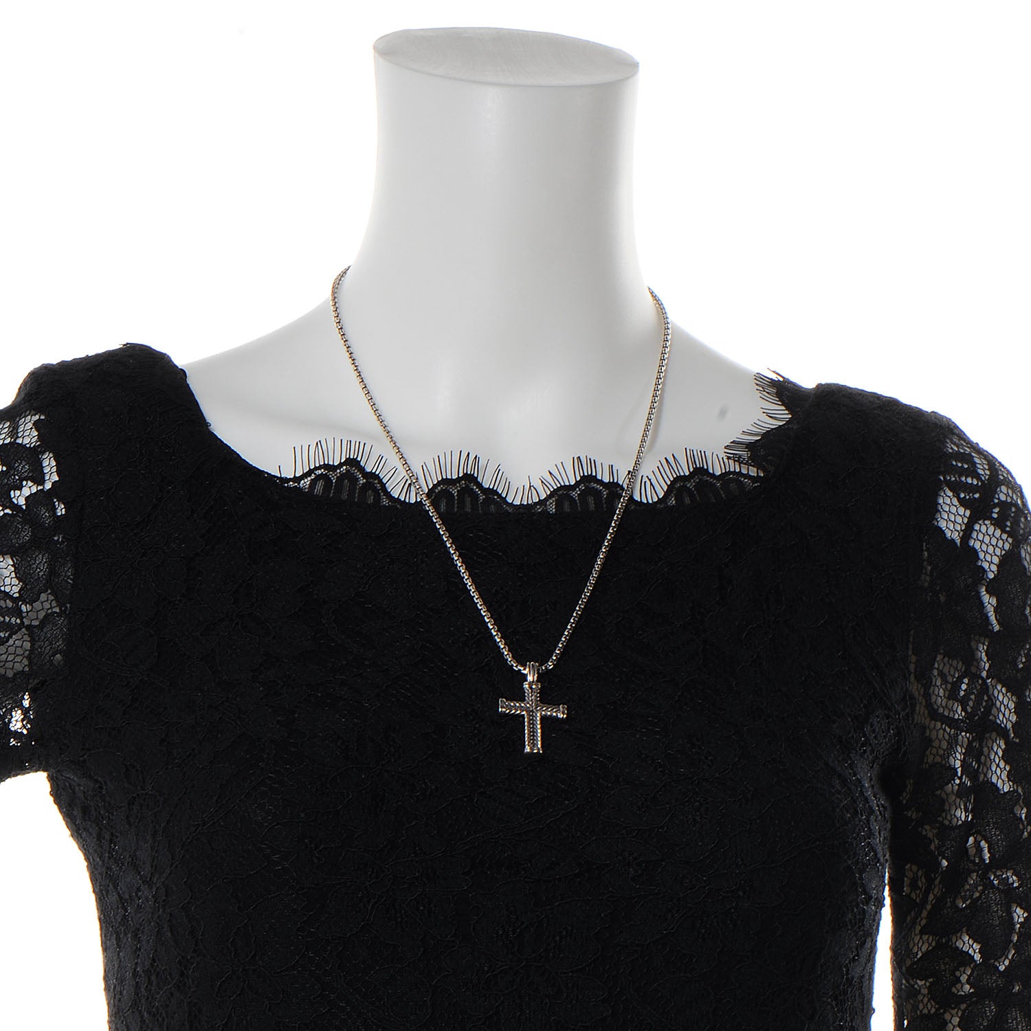 David Yurman Sterling Silver Chevron Cross Necklace 2 of 5
