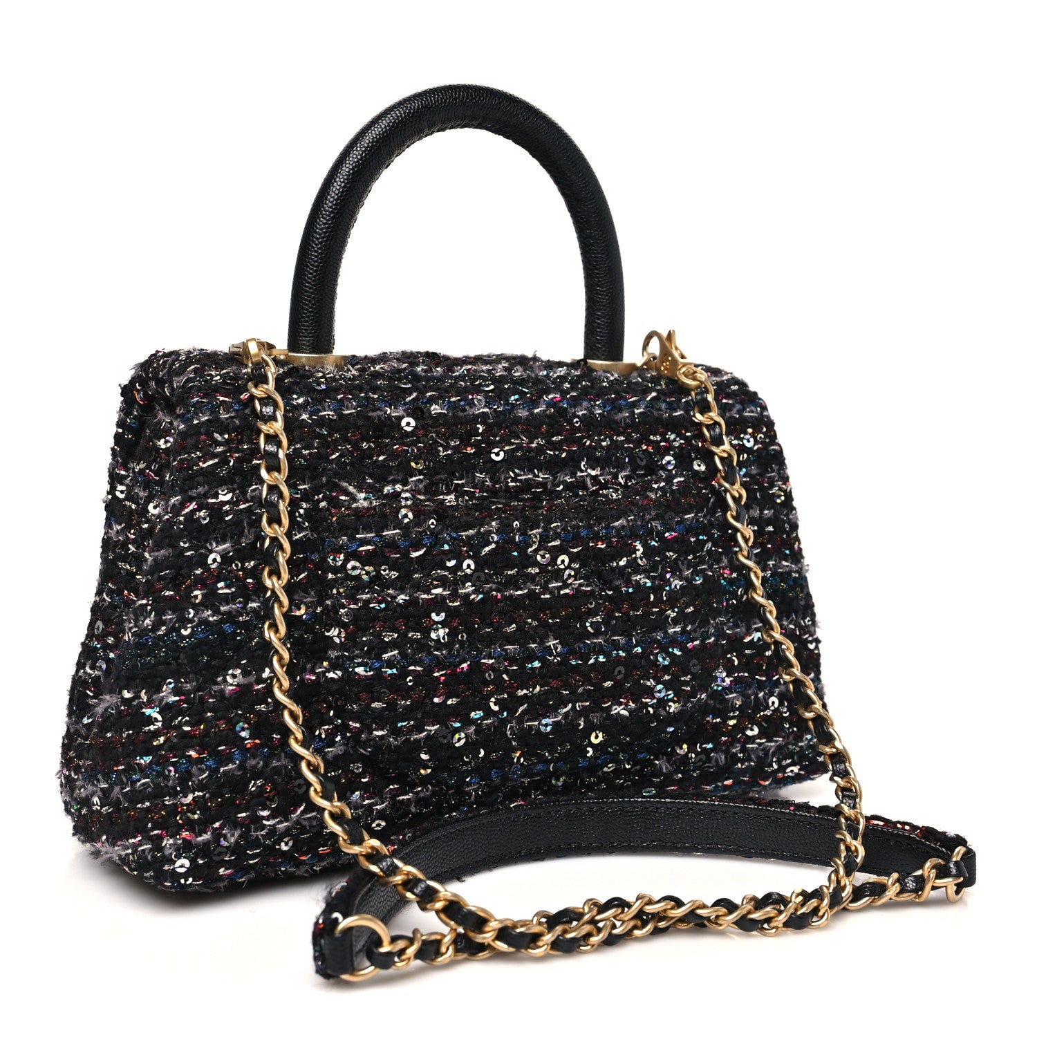 Chanel Tweed Sequin Mini Coco Handle Flap Black 3 of 10