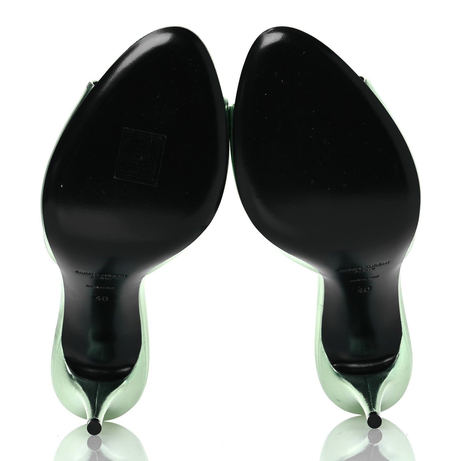 Saint Laurent Metallic Nappa La 16 Mule Sandals 40 Green 6 of 14