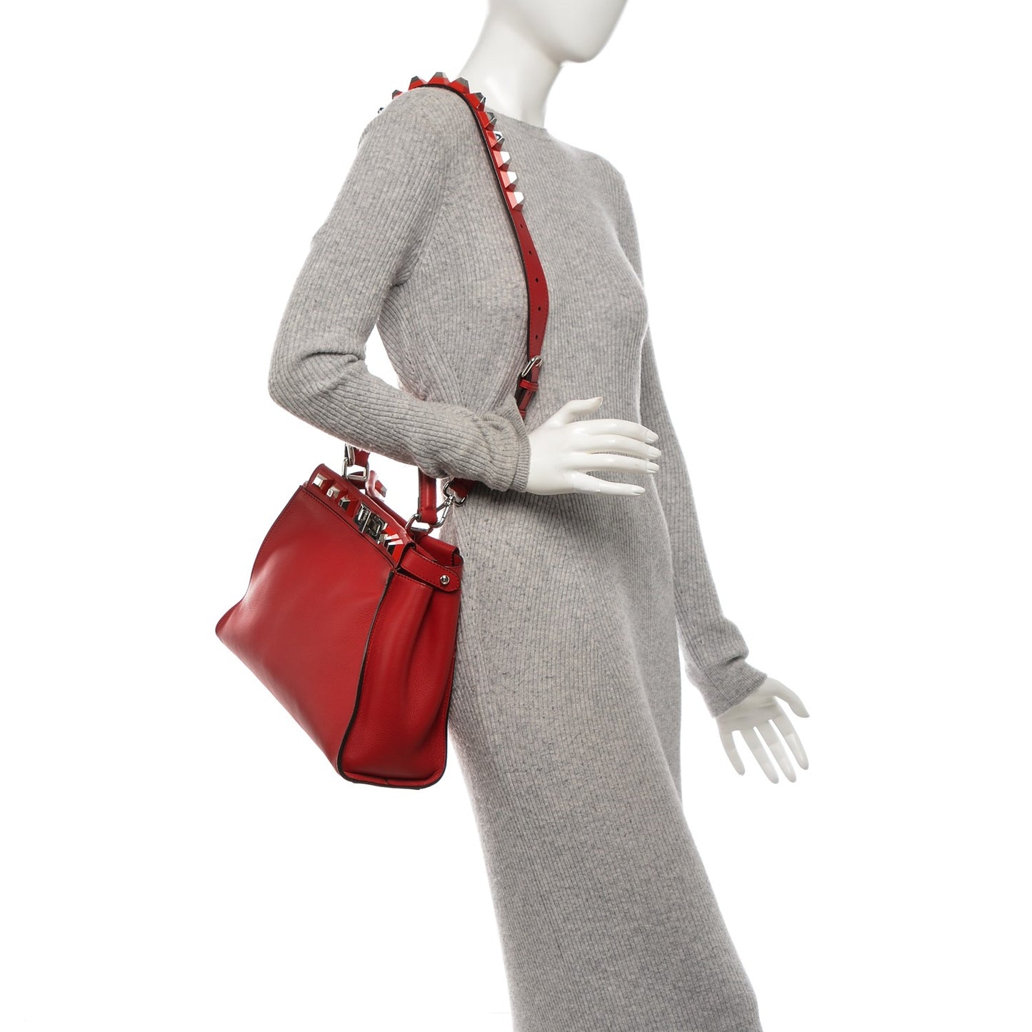 Vitello Seta Studded Medium Peekaboo Iconic Satchel Fiamma