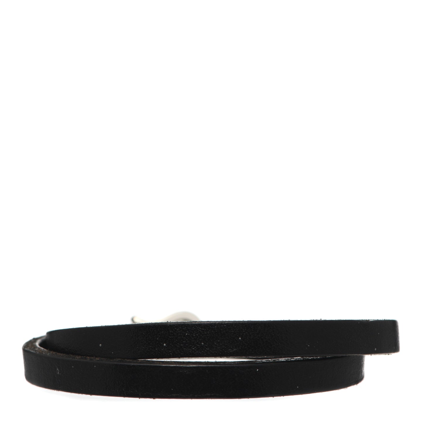 Sterling Silver Leather Chevron Double Wrap Bracelet Black