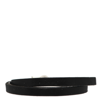 David Yurman Sterling Silver Leather Chevron Double Wrap Bracelet Black 3 of 4