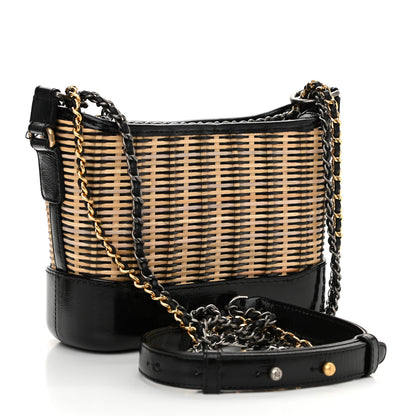 Chanel Rattan Calfskin Small Gabrielle Hobo Beige Black 3 of 13