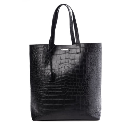 Saint Laurent Croc Calfskin Embossed Bold Shopper Tote Black 1 of 18