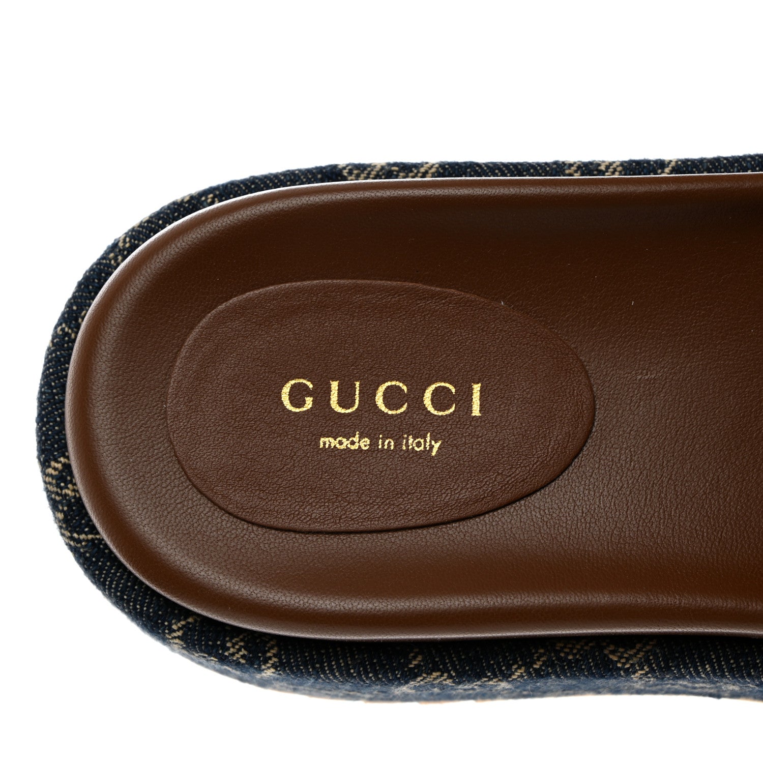 Gucci New Denim GG Monogram Angelina Platform 55mm Slide Sandals 37.5 Blue Tea 6 of 9