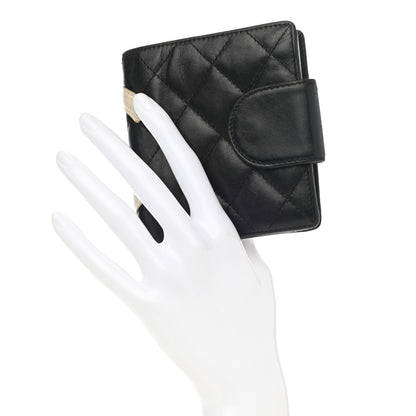 Chanel Calfskin Quilted Cambon Bi-Fold Wallet Black White 2 of 13