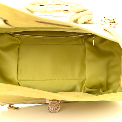 Versace Calfskin Crocodile Embossed Canyon Bag Yellow 5 of 12