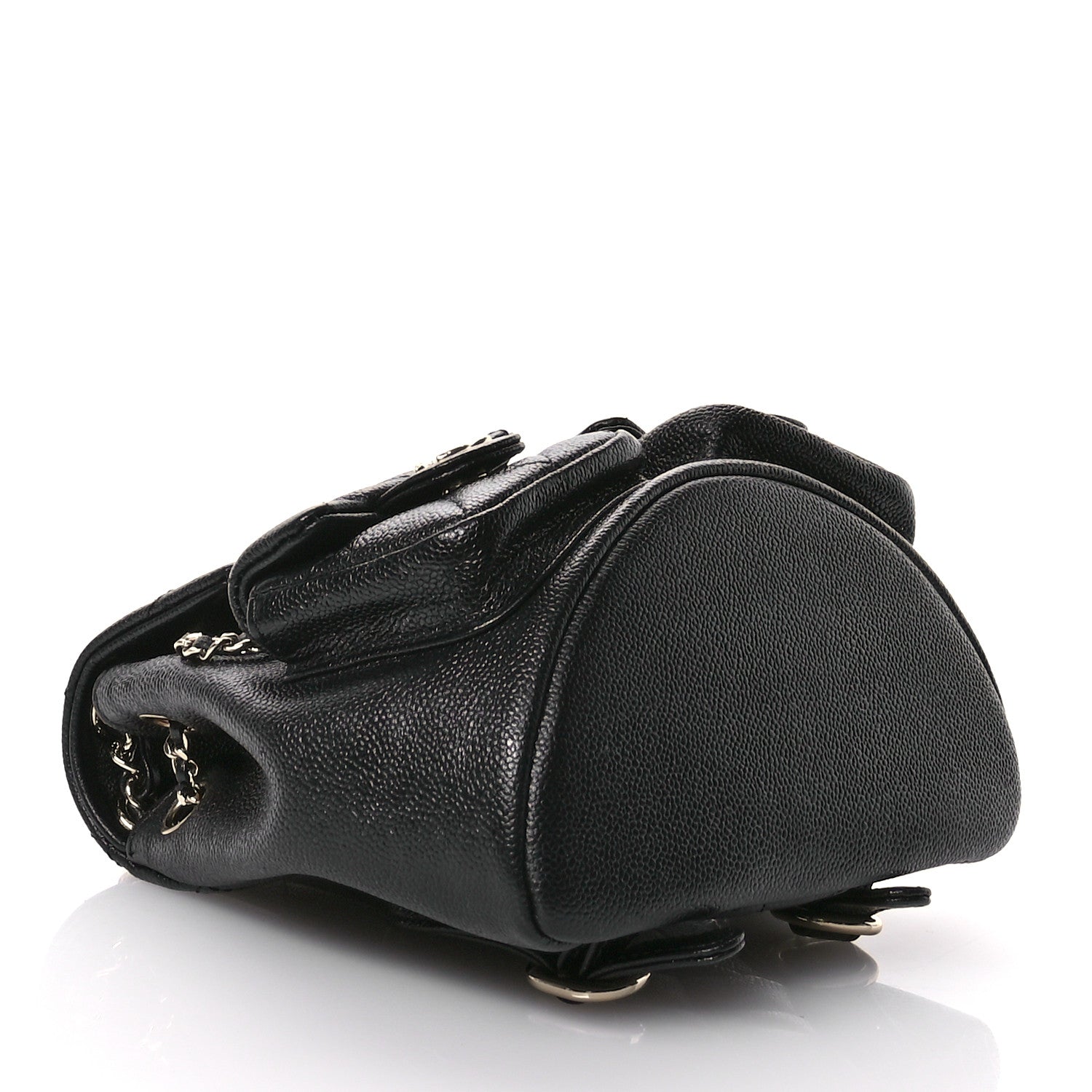 Chanel Shiny Caviar Quilted Small Duma Pockets Drawstring Backpack Black 4 of 12