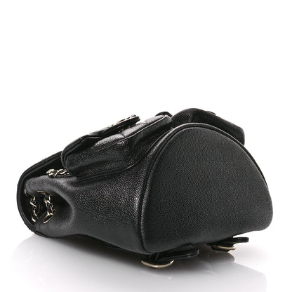 Chanel Shiny Caviar Quilted Small Duma Pockets Drawstring Backpack Black 4 of 12