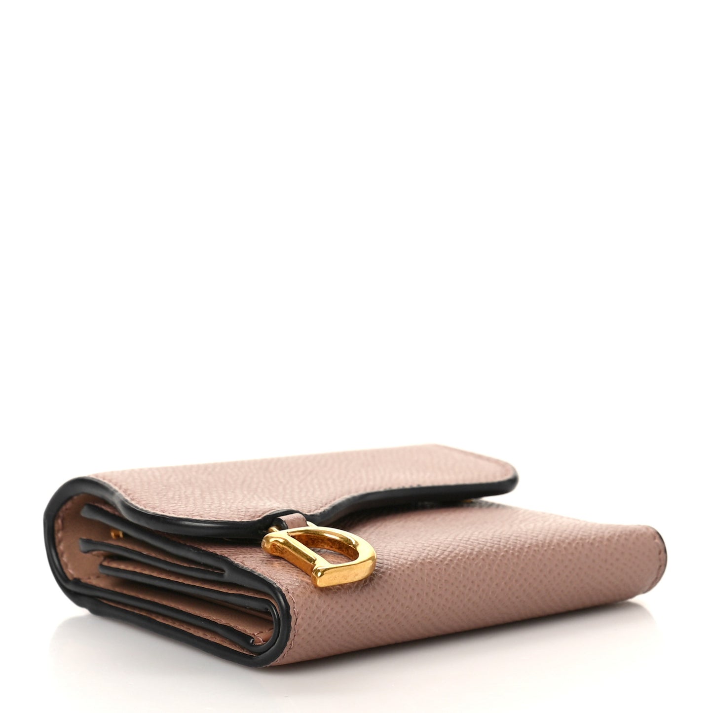 Grained Calfskin Saddle Lotus Wallet Blush