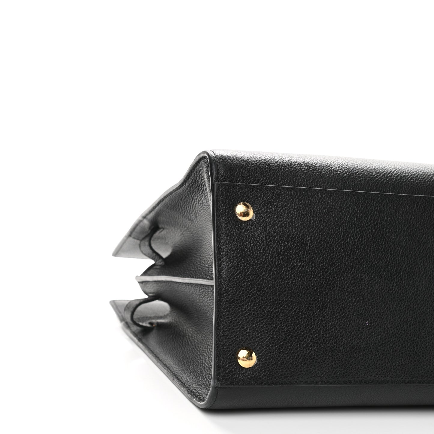 Grainy Calfskin Medium Title Bag Black