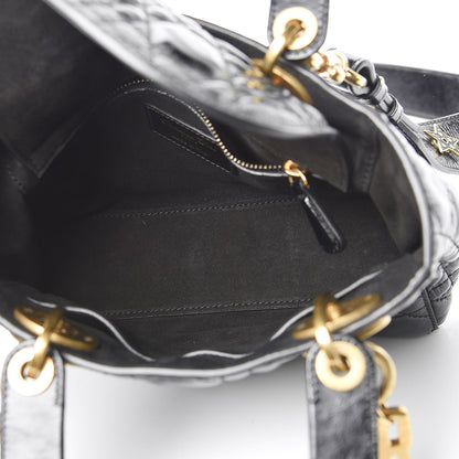 Christian Dior Crinkled Patent Cannage Small Lucky Badges My Lady Dior Black 5 of 10