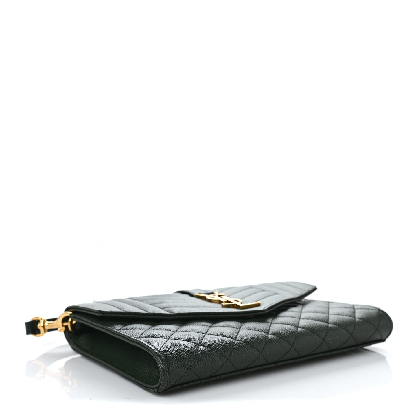 Grain De Poudre Textured Mixed Matelasse Triquilt Monogram Clutch Vert Fonce