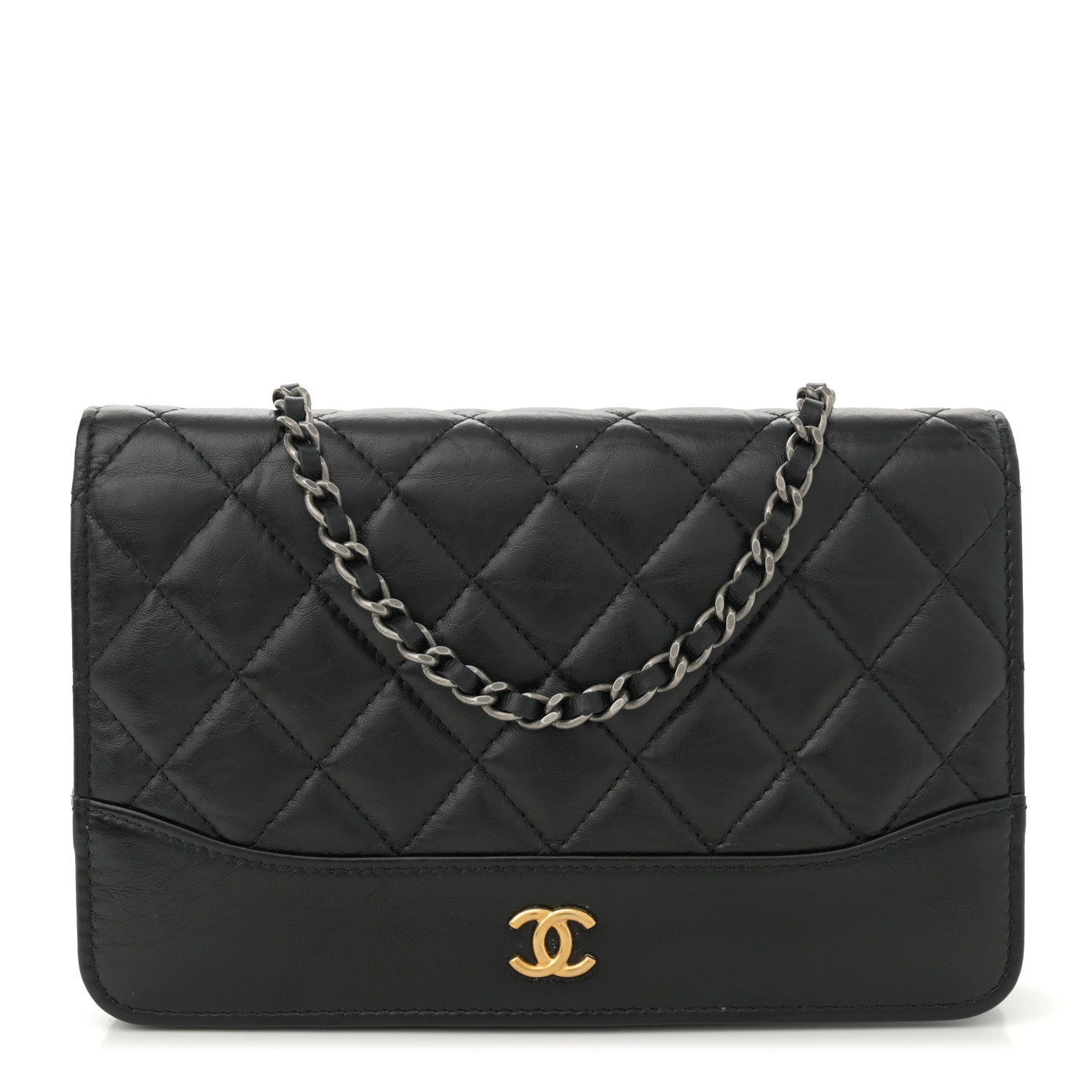 Chanel Aged Calfskin Quilted Gabrielle Wallet On Chain WOC Black 1 of 12