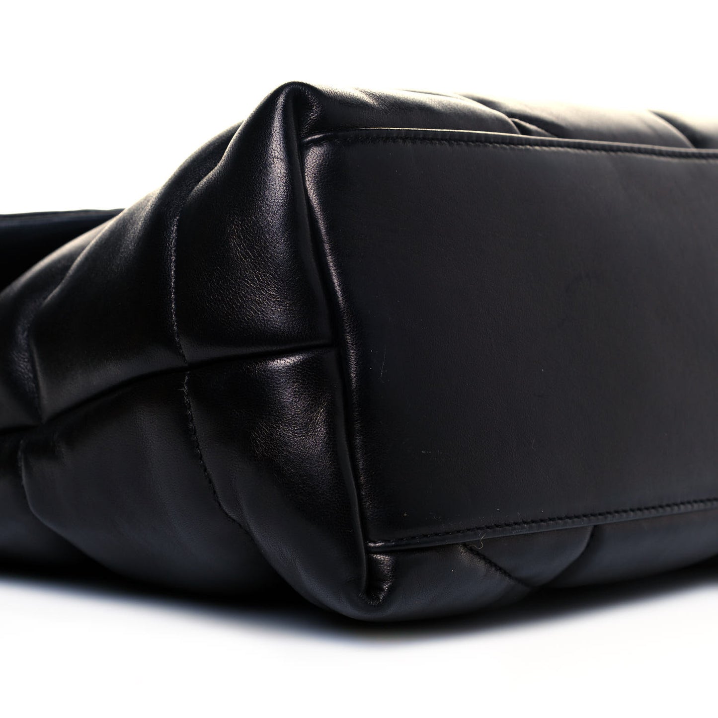 Lambskin Quilted Medium Loulou Puffer Monogram Chain Satchel Black