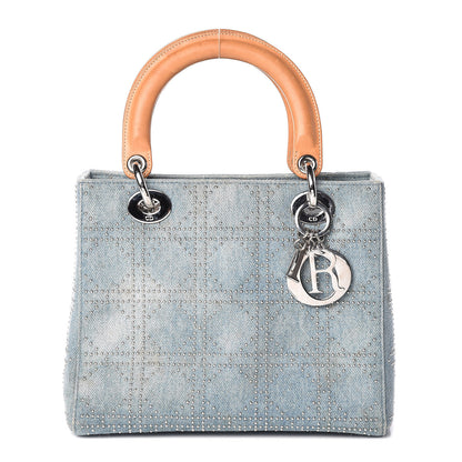 Christian Dior Denim Cannage Studded Medium Lady Dior Blue 1 of 16