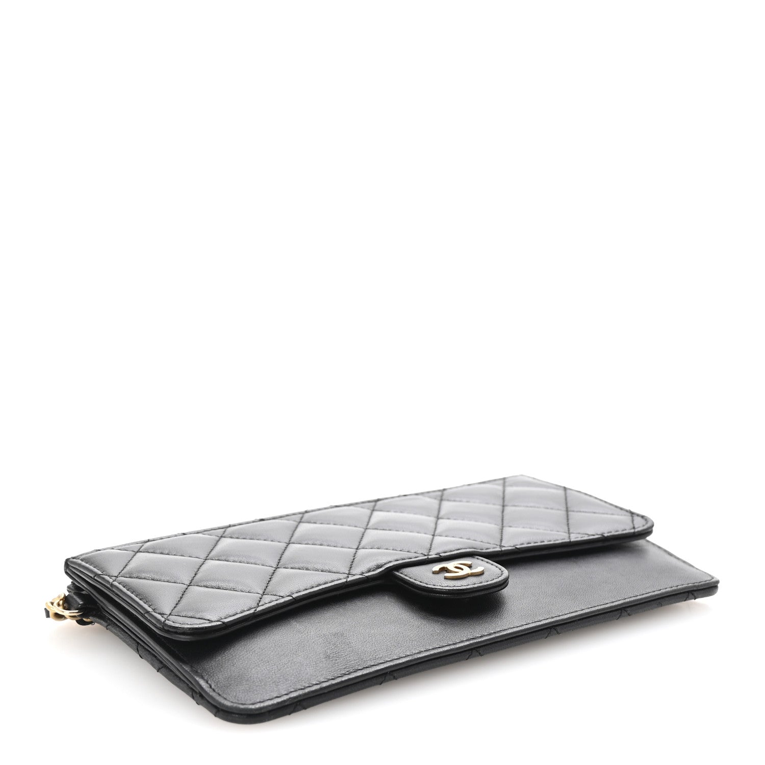 Chanel Lambskin Quilted Classic Pouch With Handle Black 4 of 7