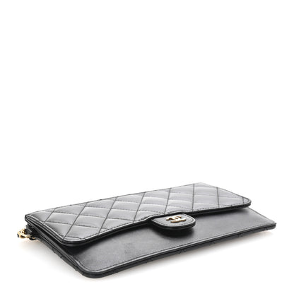 Chanel Lambskin Quilted Classic Pouch With Handle Black 4 of 7