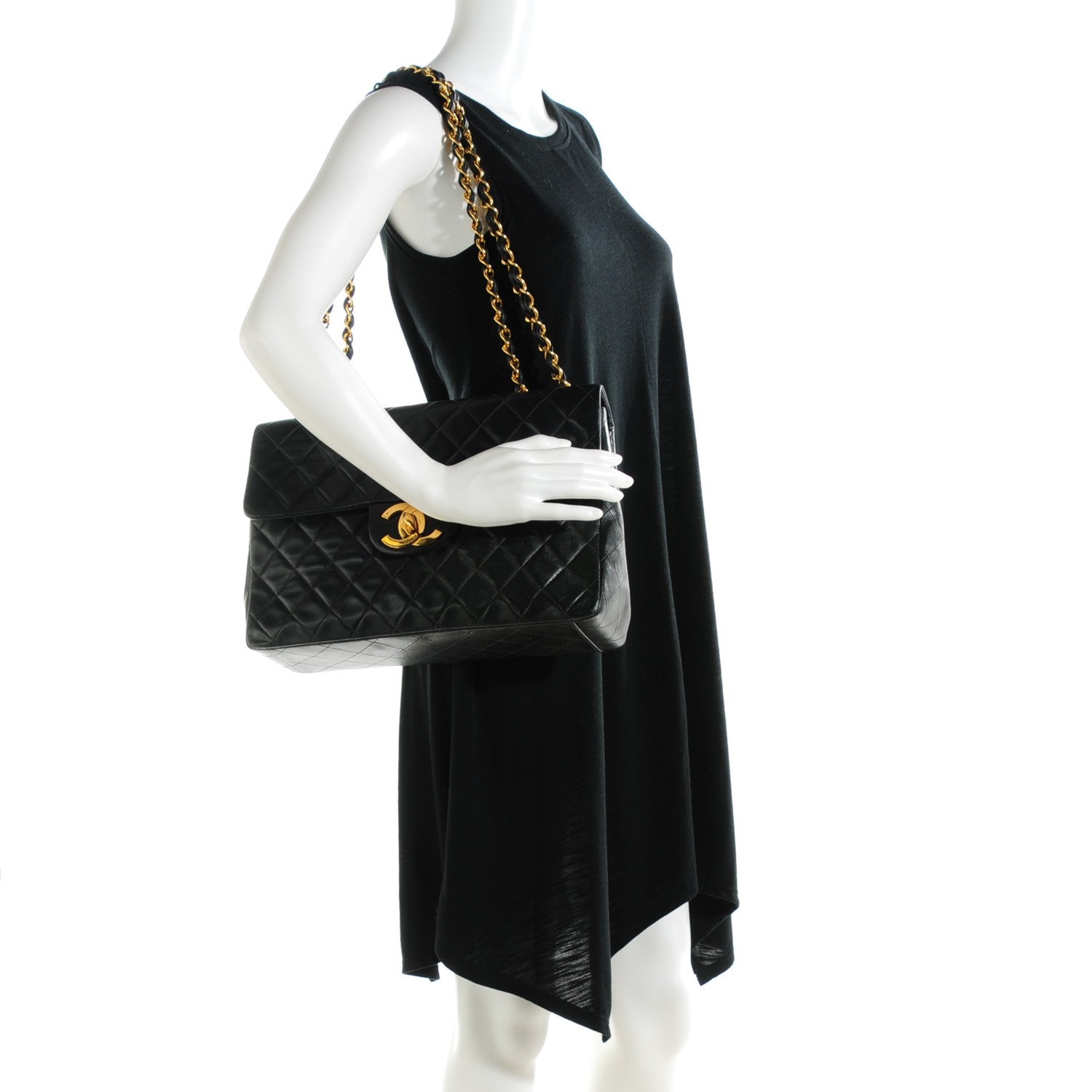 Chanel Lambskin Quilted XL Jumbo Single Flap Black 2 of 8