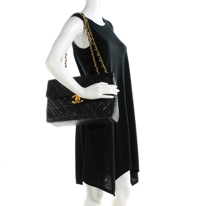 Chanel Lambskin Quilted XL Jumbo Single Flap Black 2 of 8