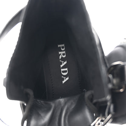 Prada Spazzolato Rois Nylon Metal Triangle Logo Monolith Pouch Pocket 55mm Boots 39 Black 7 of 9