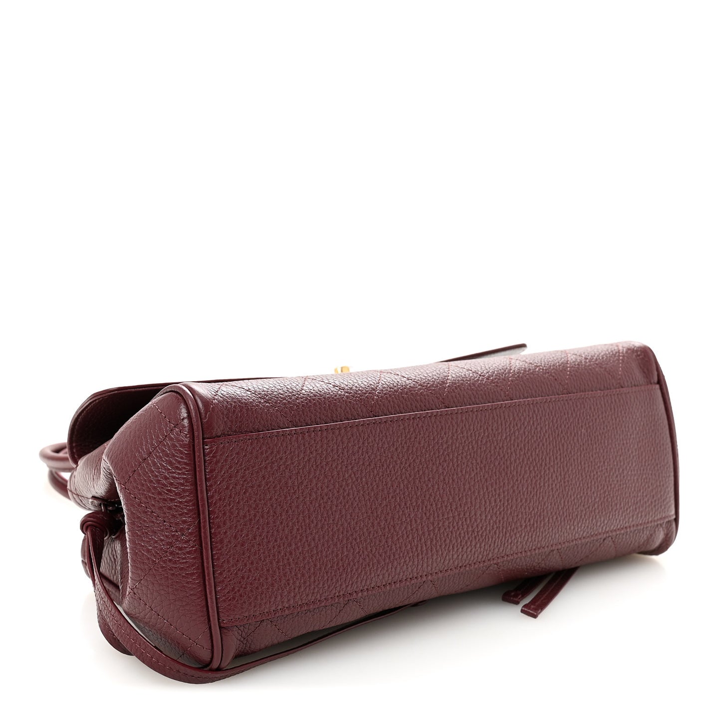 Grained Calfskin Stitched Urban Essentials Small Shopping Bag Burgundy