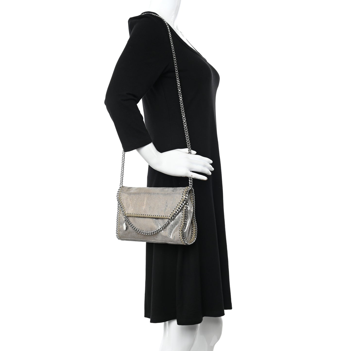 Metallic Shaggy Deer Mini Falabella Fold Over Tote Gold