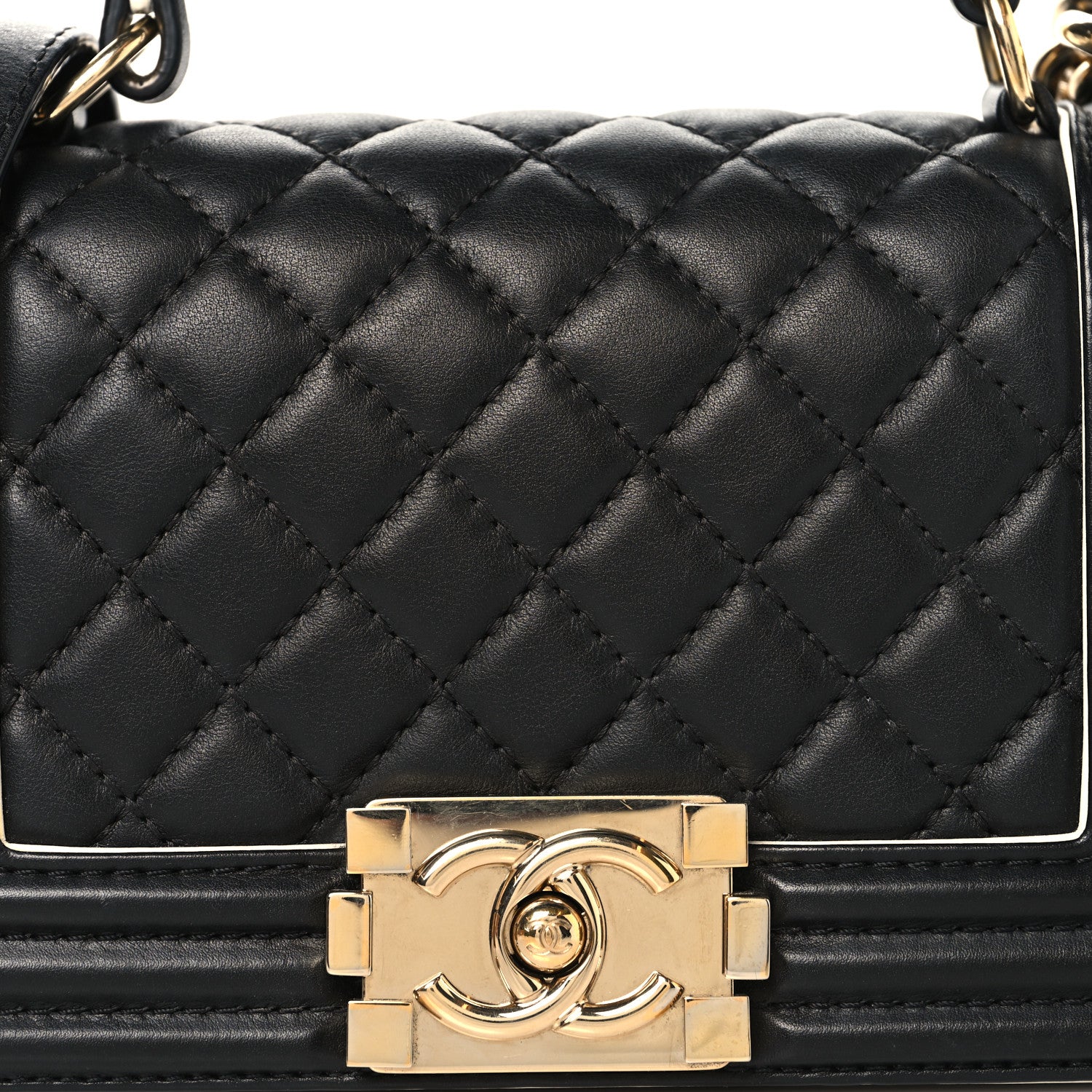 Chanel Calfskin Quilted Small Boy Top Handle Flap Black 8 of 10