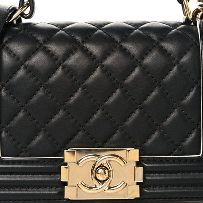 Chanel Calfskin Quilted Small Boy Top Handle Flap Black 8 of 10