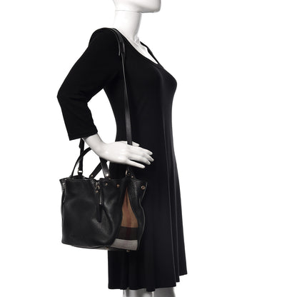 Burberry Grainy Calfskin House Check Small Maidstone Black 2 of 10