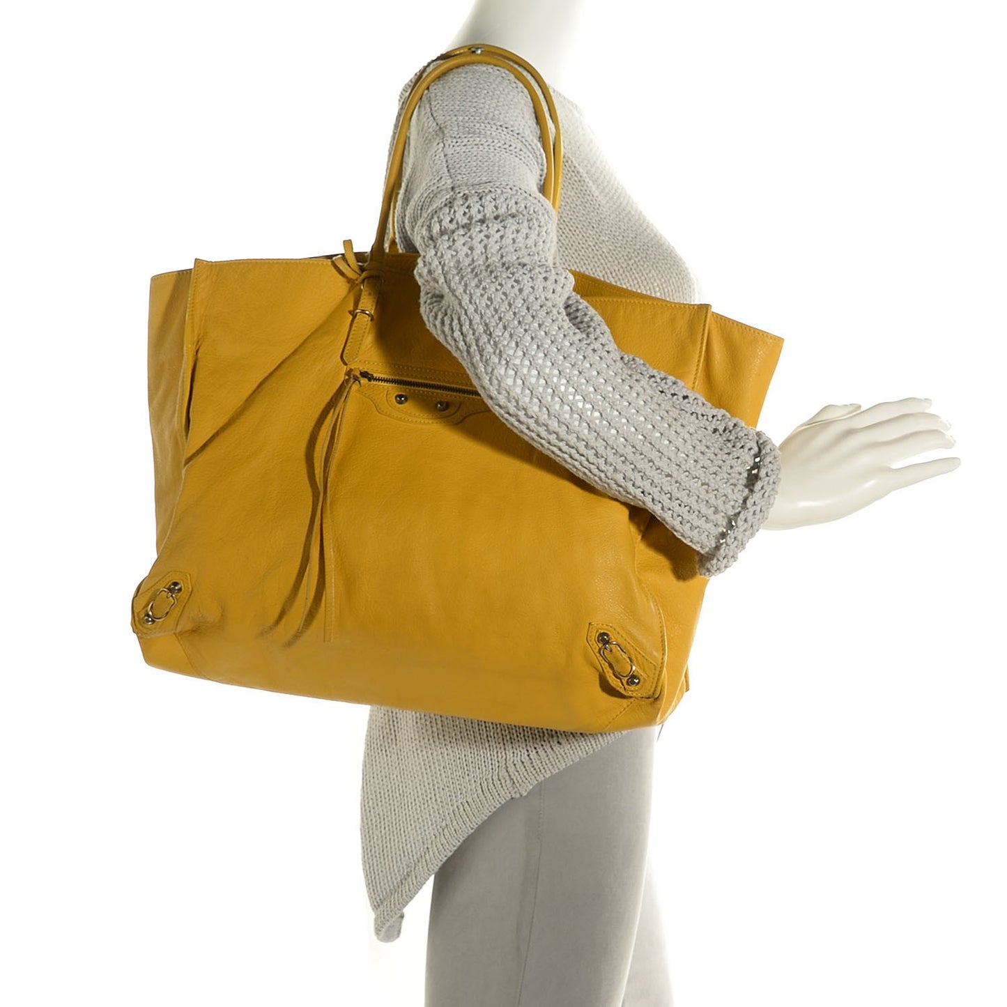 Veau Leather Papier A4 Tote Mimosa