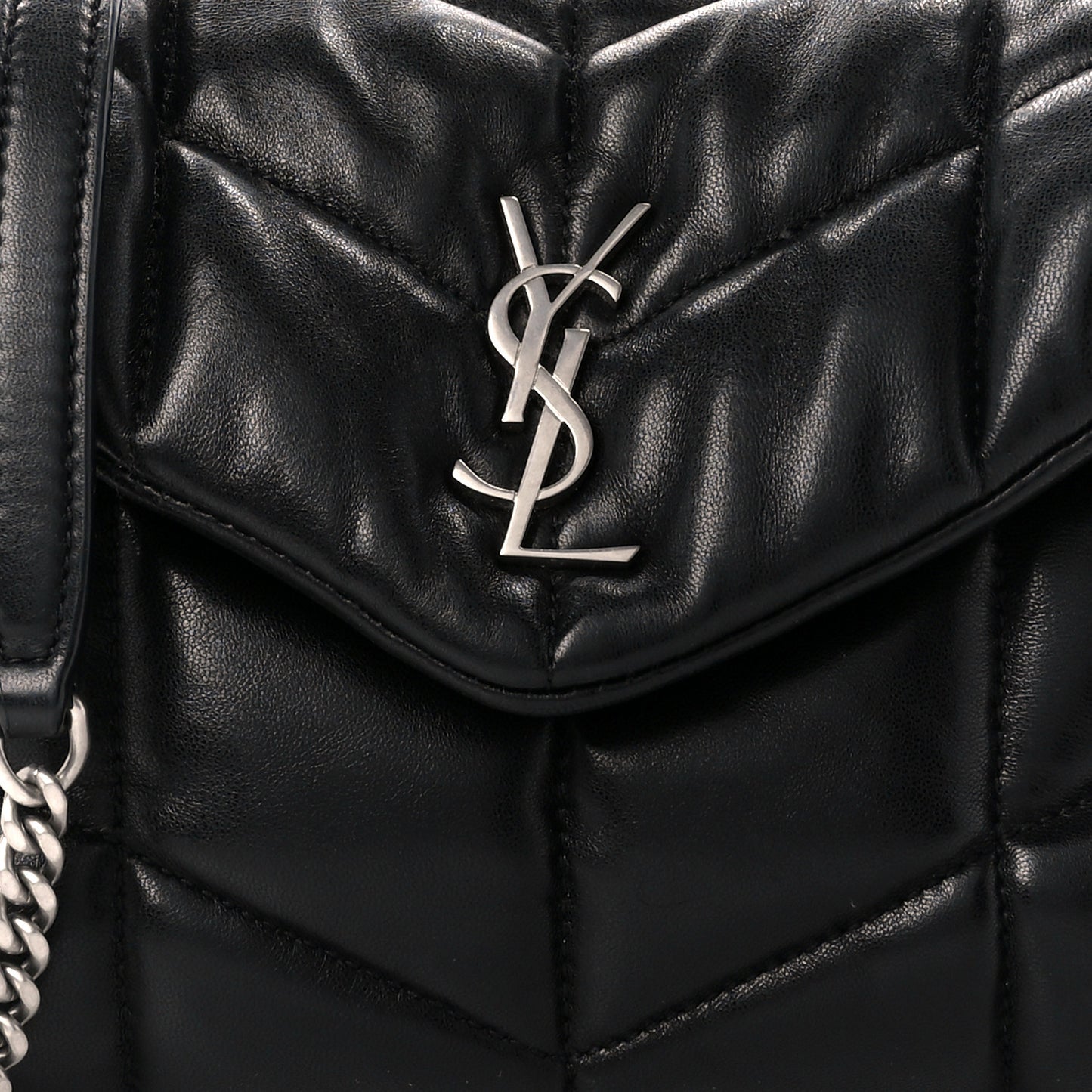 Lambskin Quilted Toy Loulou Puffer Monogram Chain Satchel Black