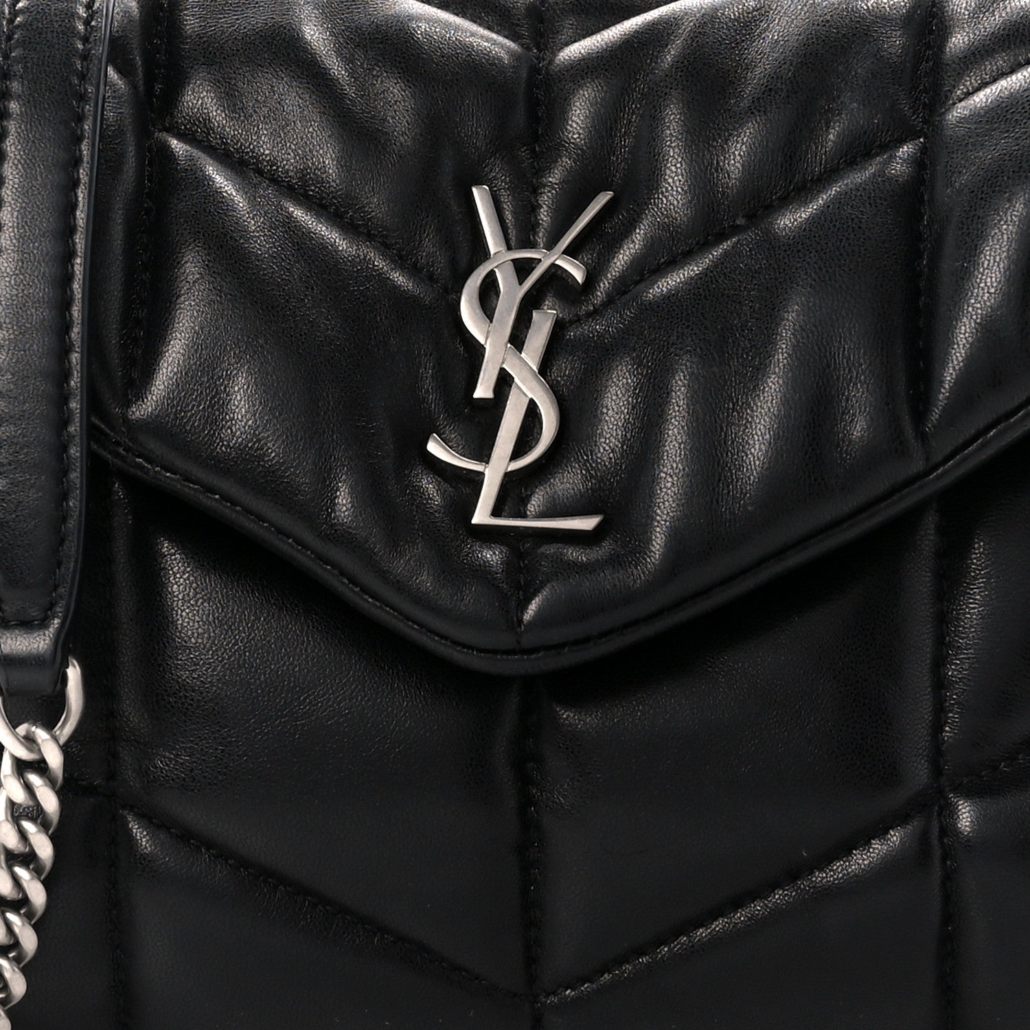 Saint Laurent Lambskin Quilted Toy Loulou Puffer Monogram Chain Satchel Black 9 of 11