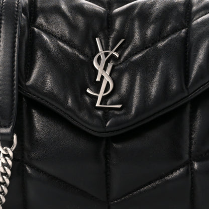 Saint Laurent Lambskin Quilted Toy Loulou Puffer Monogram Chain Satchel Black 9 of 11