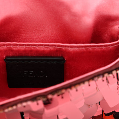 Fendi Sequin Paillettes Shiny Nappa Sex and the City Nano Maxi Buckle Baguette Charm Granata 5 of 10