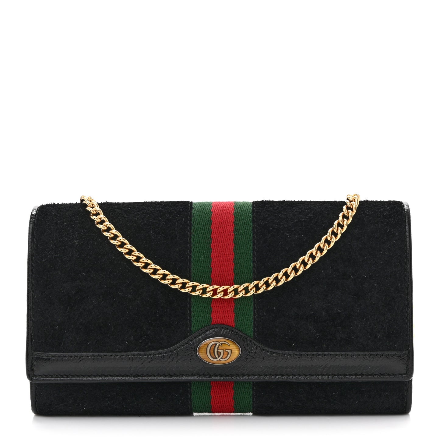 Suede Patent Web Ophidia Wallet On Chain Black