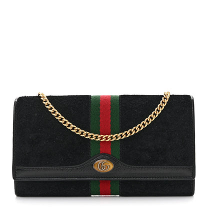 Gucci Suede Patent Web Ophidia Wallet On Chain Black 1 of 13