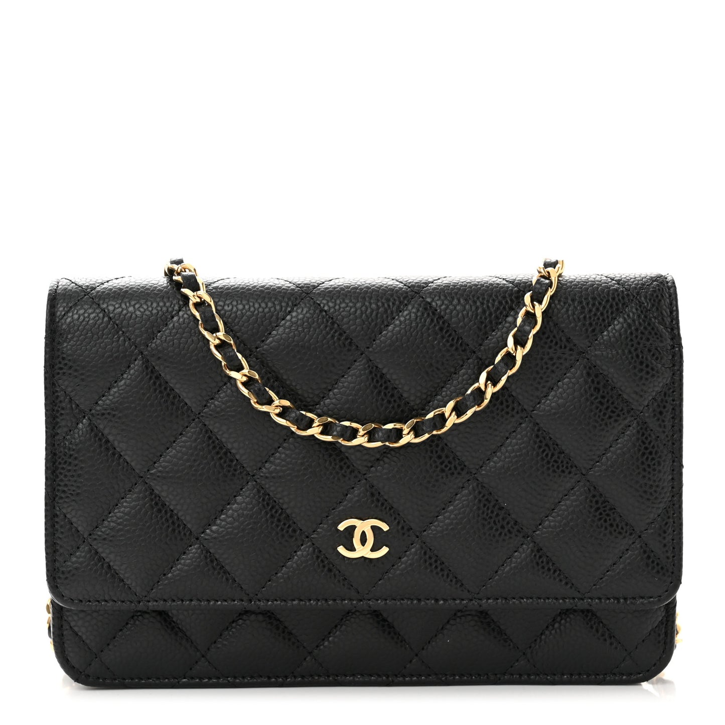 Caviar Quilted Wallet on Chain WOC Black