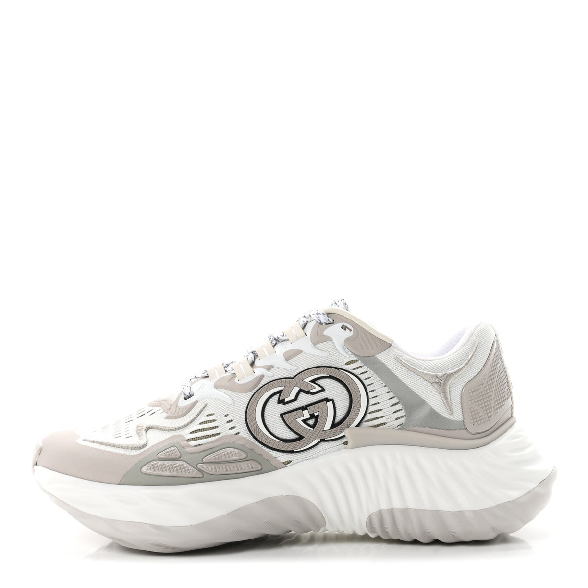 Mesh Fabric Ripple Splash Mens Sneakers  7 Grey White