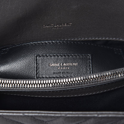 Saint Laurent Sheepskin Matelasse Chevron Monogram Medium College Bag Asphalt 5 of 10