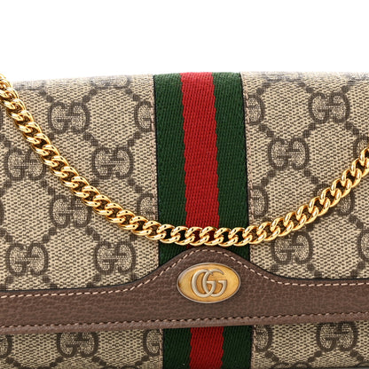 Gucci GG Supreme Monogram Web Ophidia Wallet On Chain Brown 8 of 15
