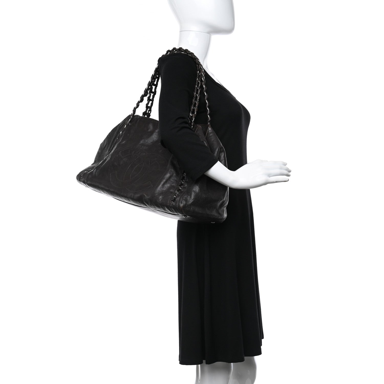 Chanel Glazed Caviar East West Modern Chain Tote Brown 2 of 13