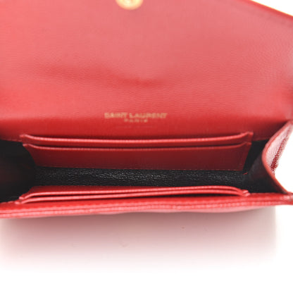 Saint Laurent Grain De Poudre Matelasse Chevron Small Monogram Envelope Wallet Rouge Eros 5 of 8