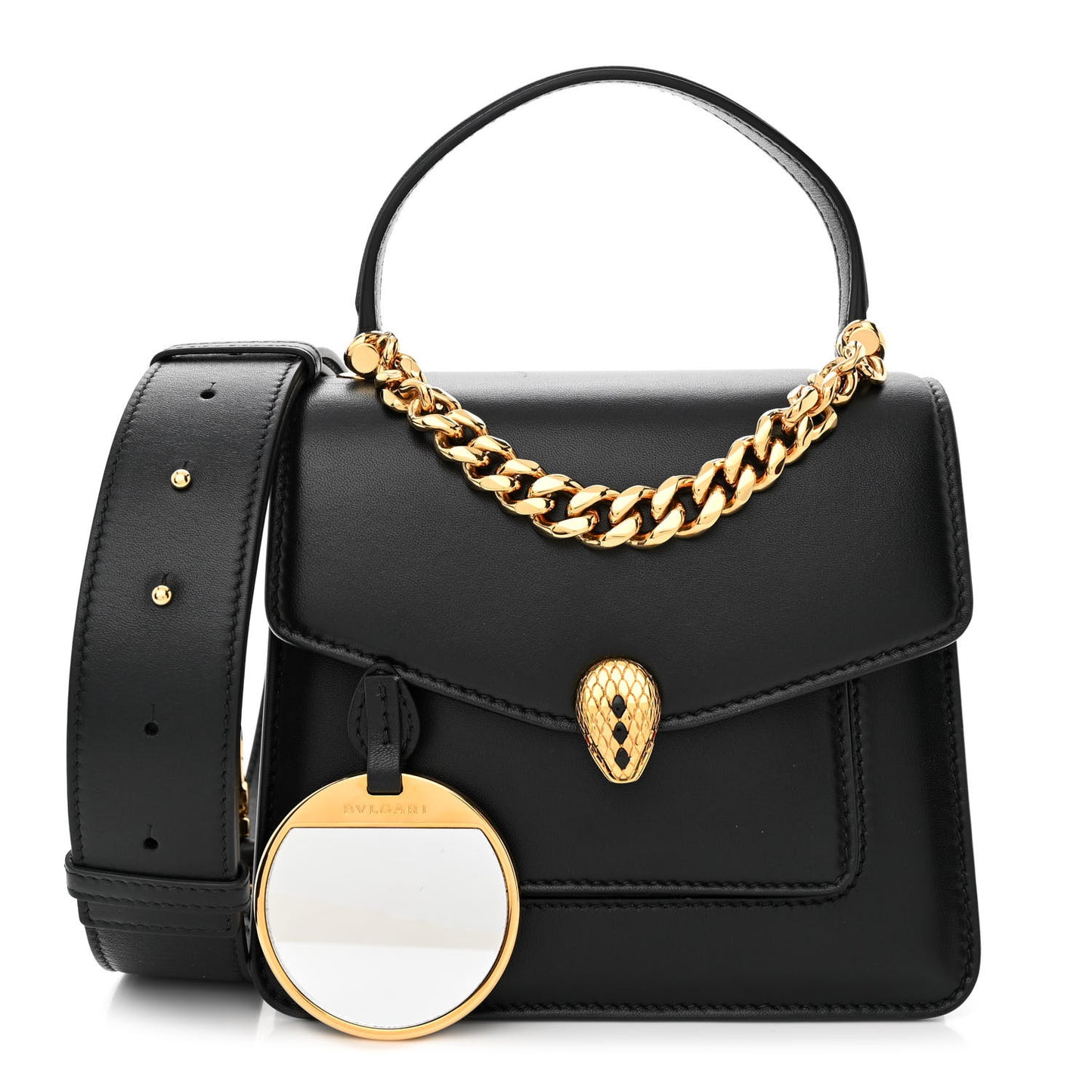 Nappa Serpenti Forever Small Maxi Chain Top Handle Bag Black